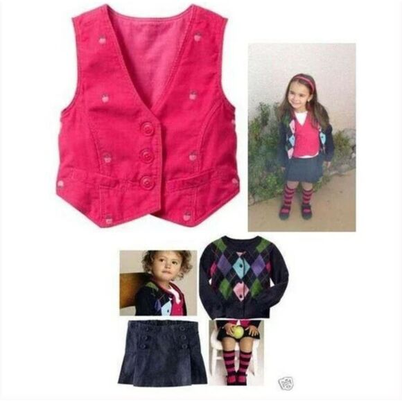 Baby Gap girl pull on dark blue denim jean pleated mini skirt button preppy 3T 3 - Picture 4 of 4